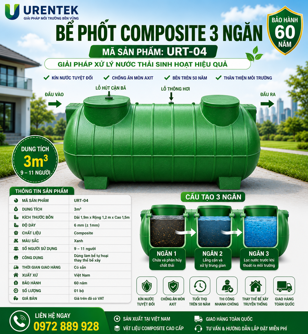 bể phốt 3m3 composite